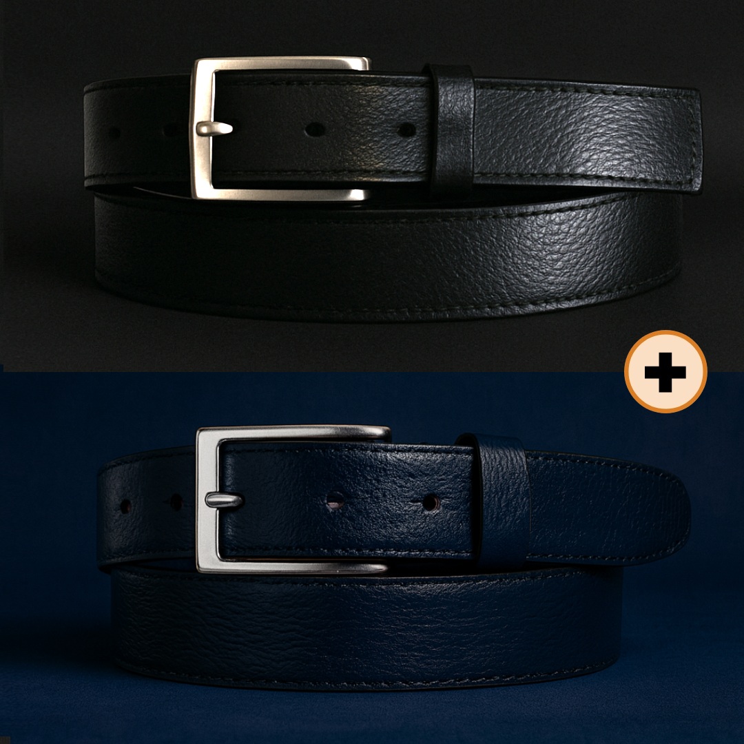 Pack 2 Ceintures "Texia" Noir + Bleu